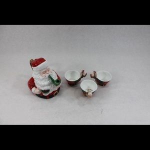 Department 56 4 piece ceramic Santa tea set
